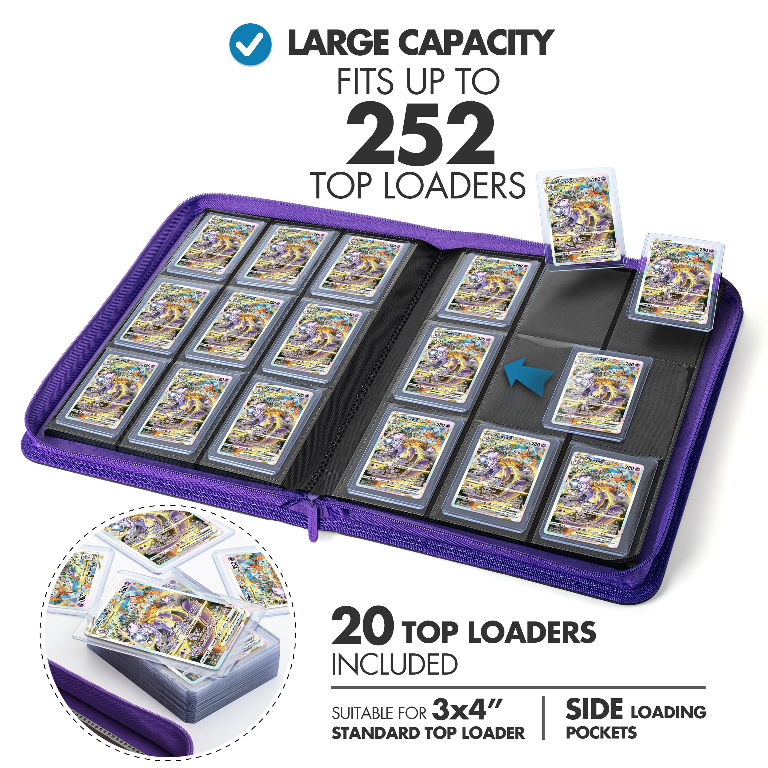FunGuys Toploader Binder interior suede lining provides premium protection for cards.