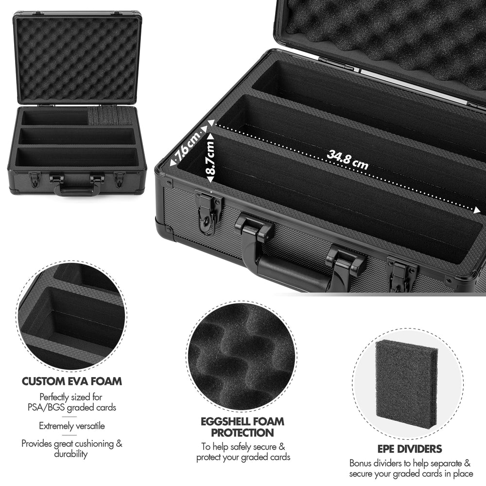 Sturdy handle allows easy carrying of a growing card collection.