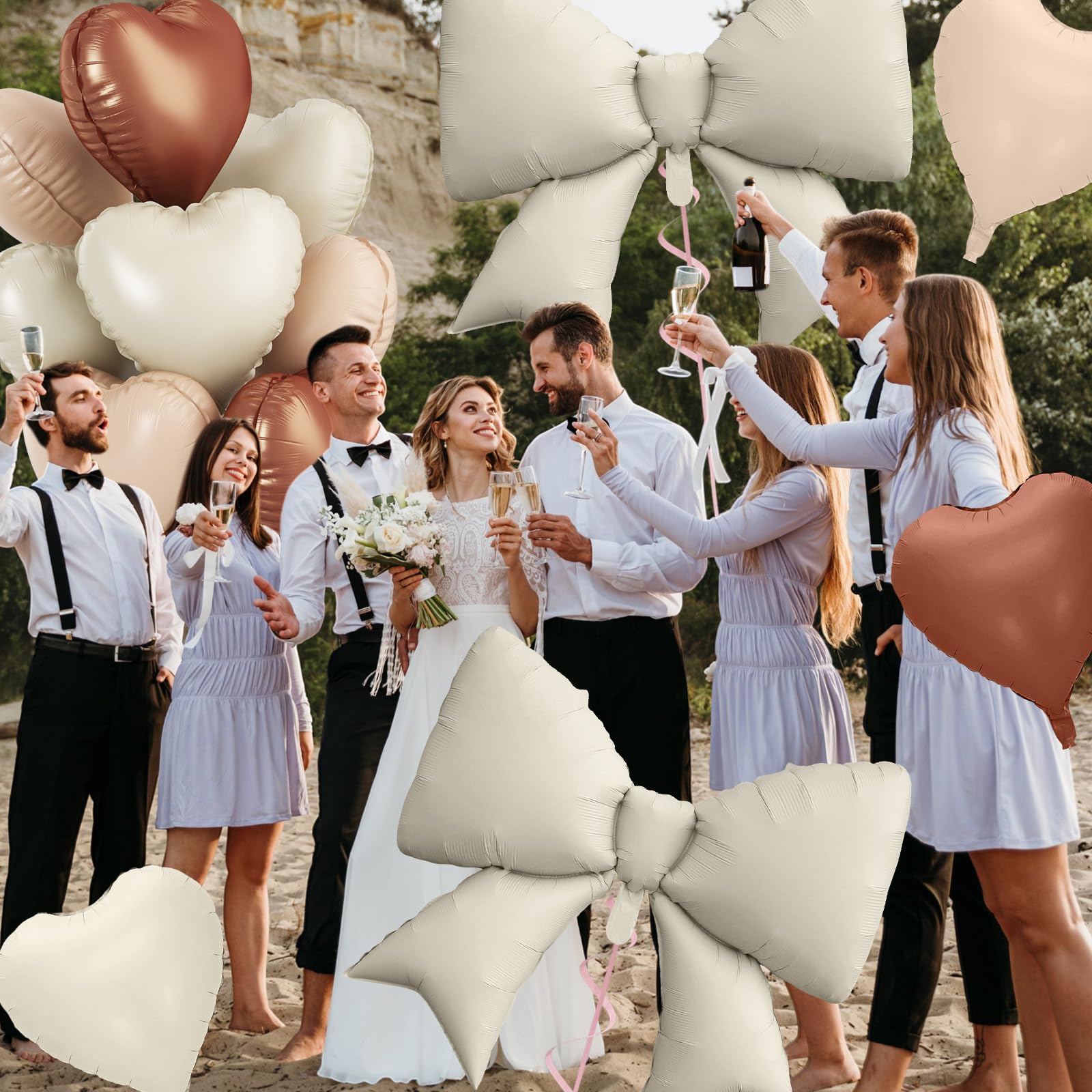 FunHot cream bow balloons 38 inch create dramatic centerpiece and photo ops