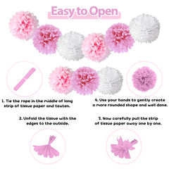 FunHot pink tissue pom-poms bring whimsy to spaces.