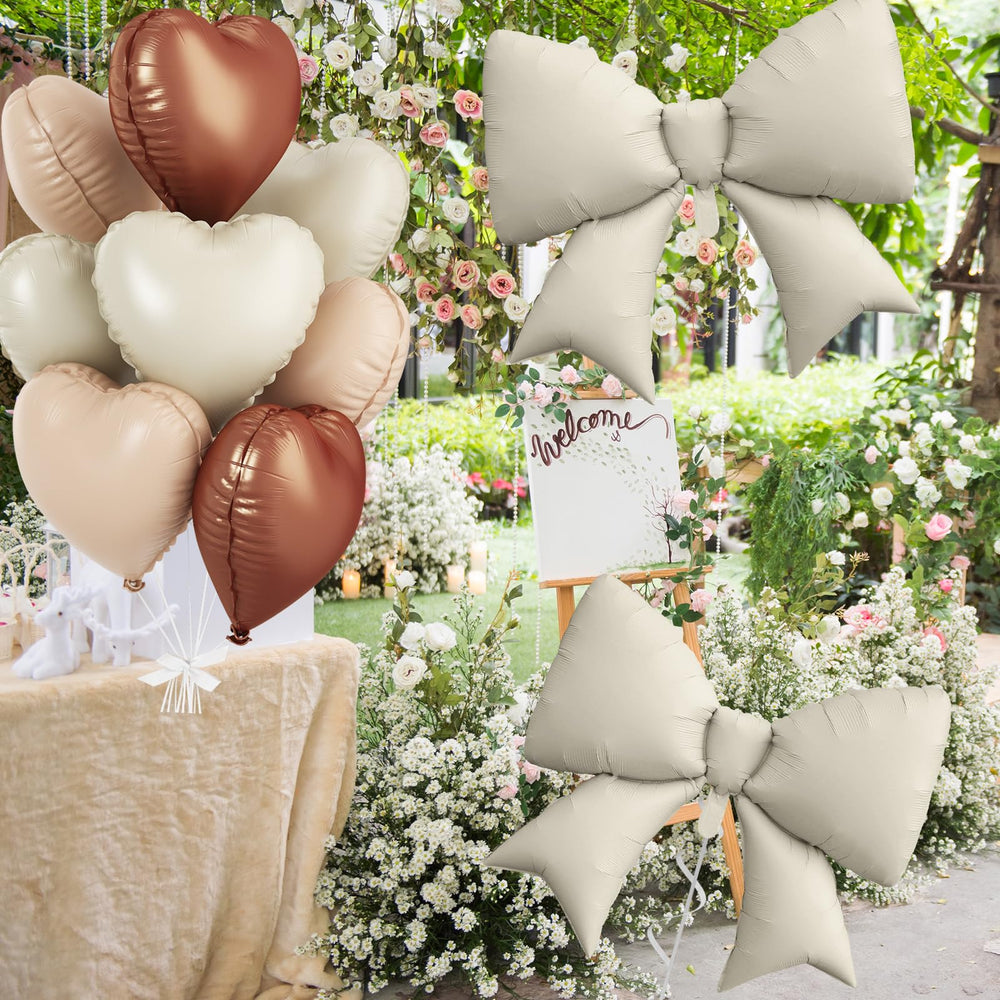FunHot wedding and baby shower decor ideas with brown and cream balloons