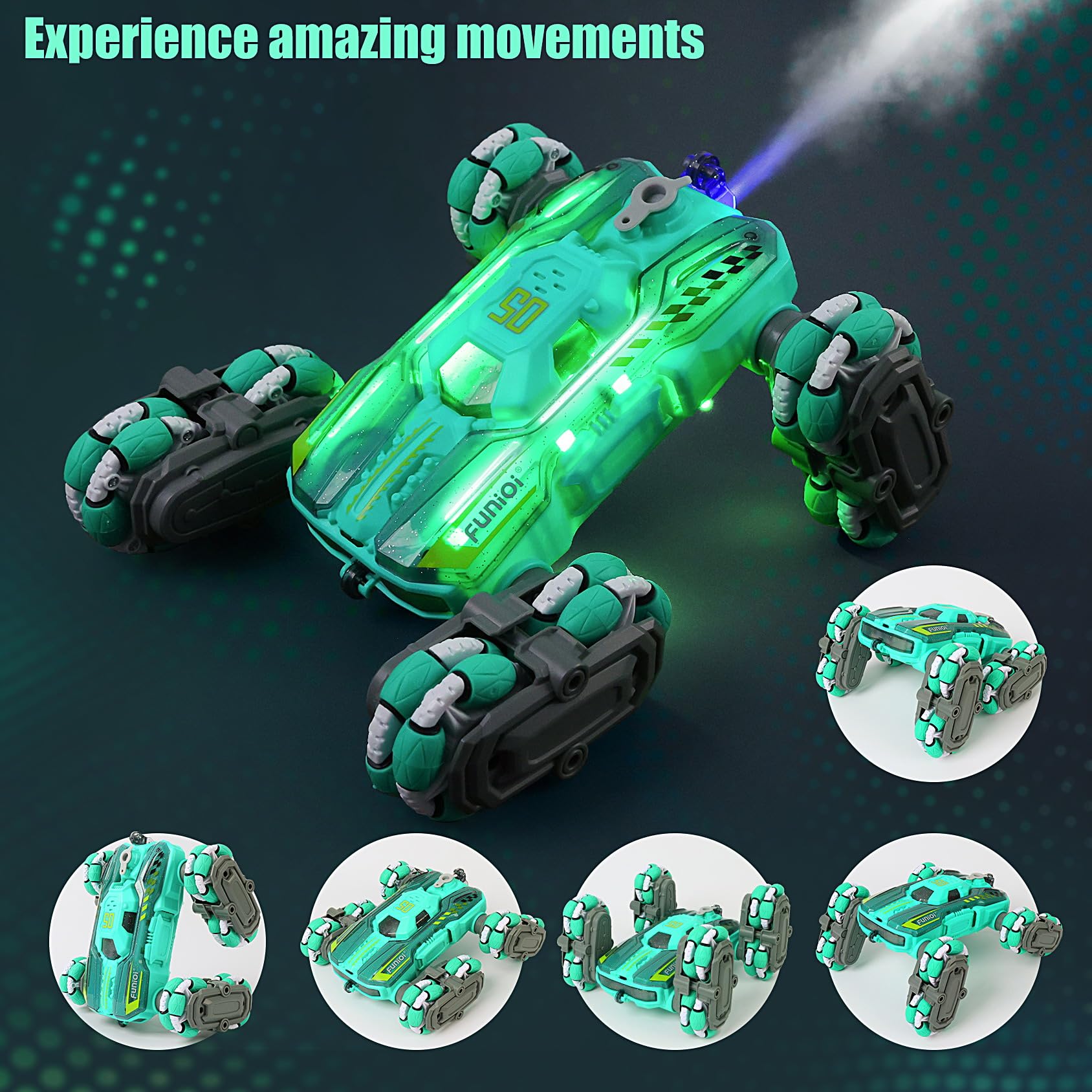 FUNiOi RC car tank mode with tracks promotes imaginative off road adventures
