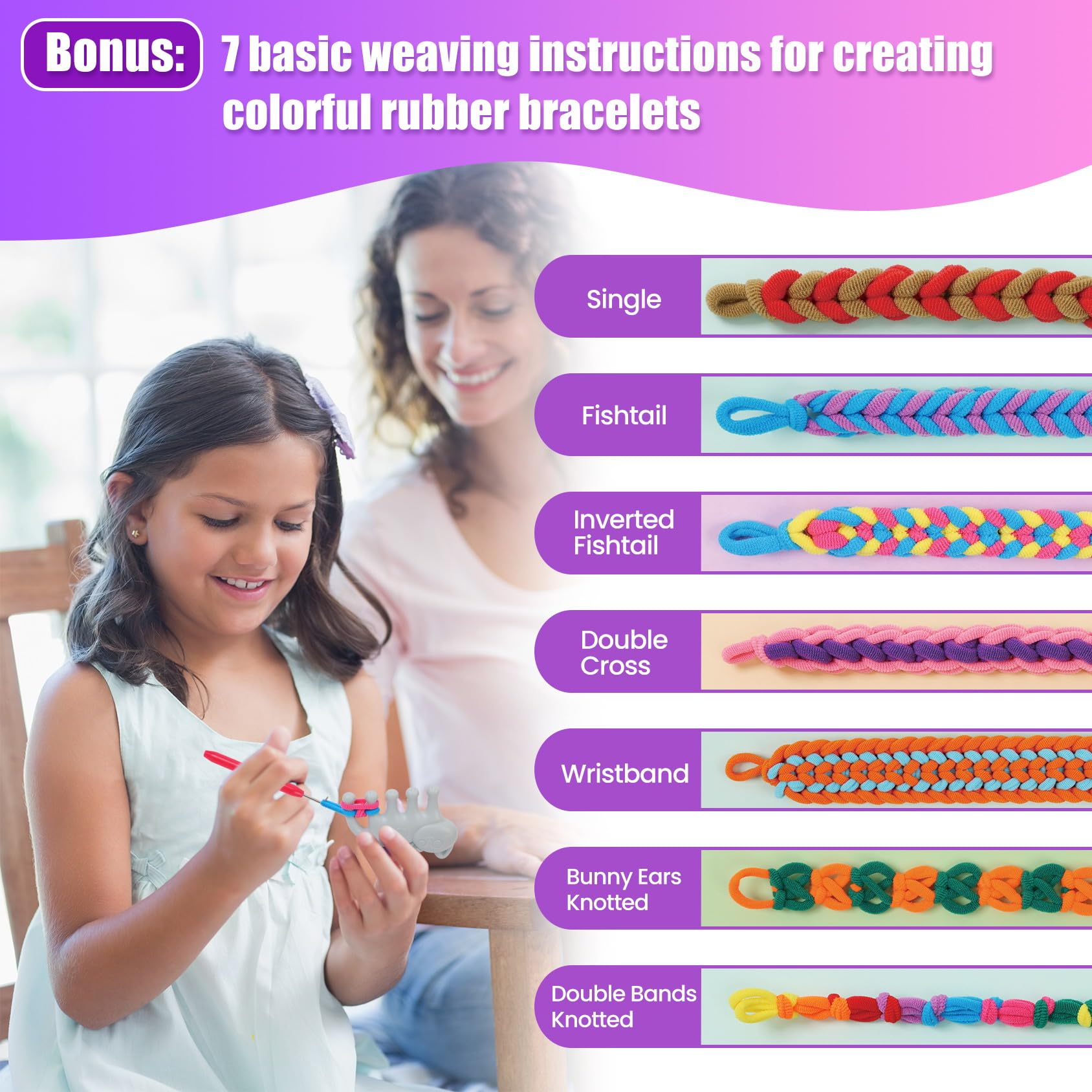 FUNiOi rubber bands 1000-color palette close-up for bracelet designs.