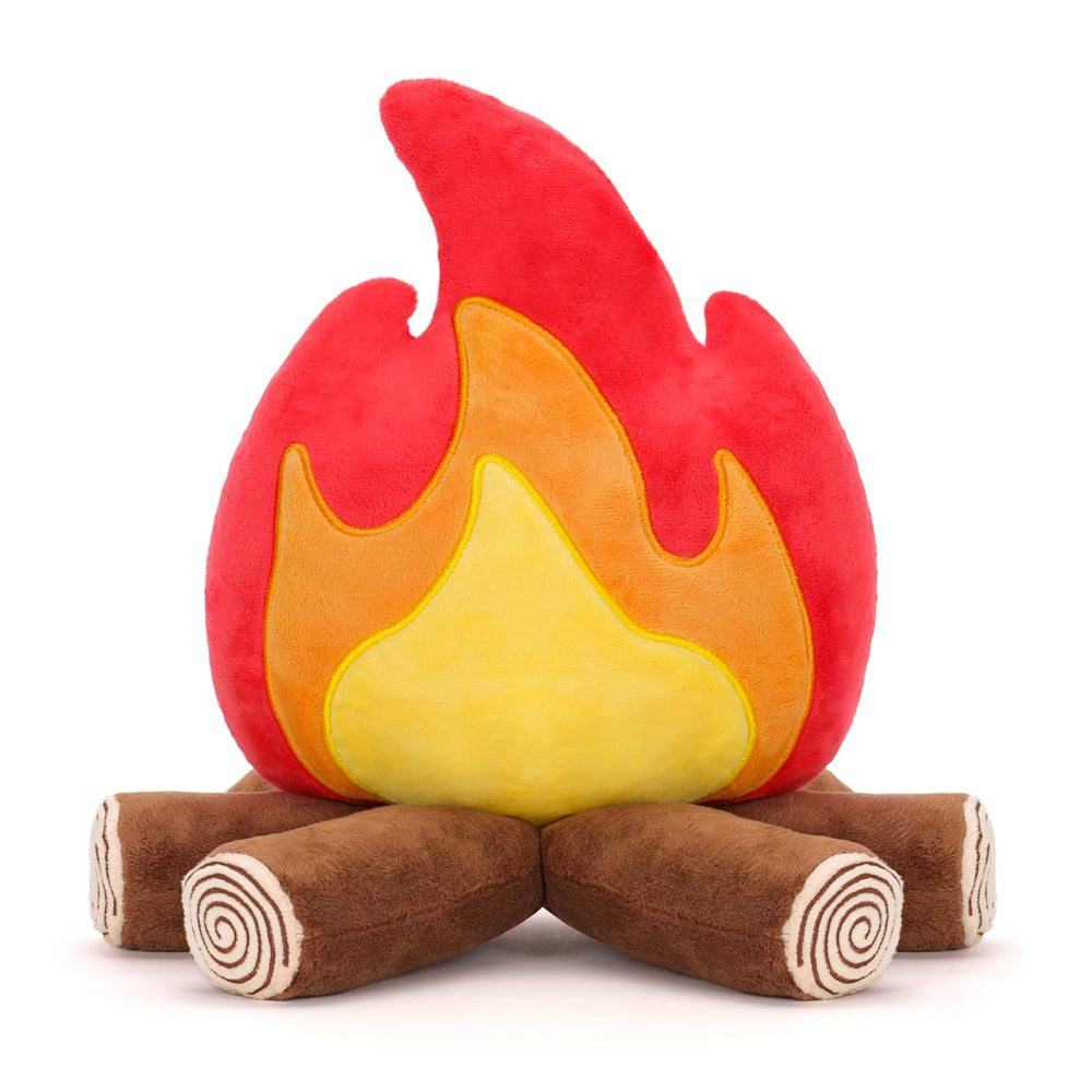 FunisFun Campfire Plush Toy on sofa adds cozy ambiance.