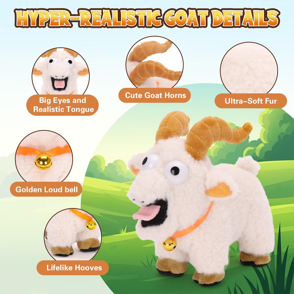 Compact FunisFun goat plush cuddly design sparks workplace conversation.