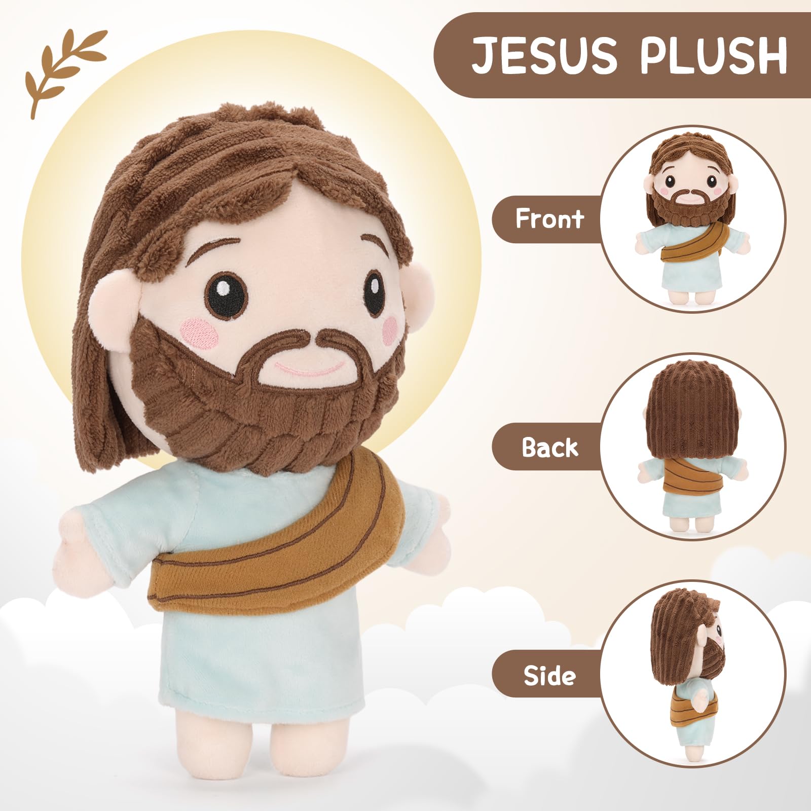 FunisFun Jesus plush in hug-sized design, easy to carry on trips.