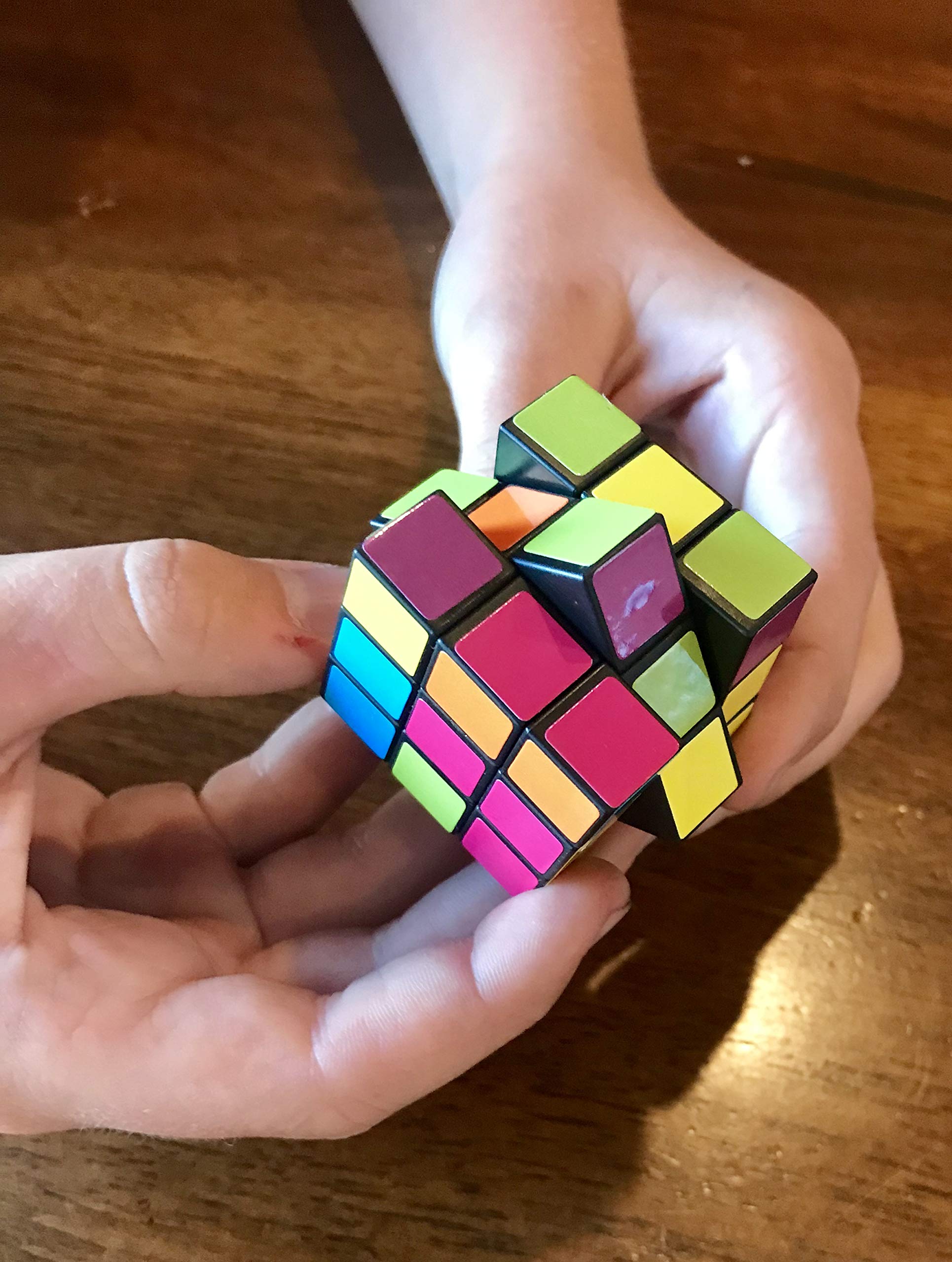 Funiverse bright cubes on display, durable construction for hours of mindful play.