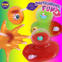 FUN KIDZ Four Neon Colors Slime glows in green, blue, yellow, pink