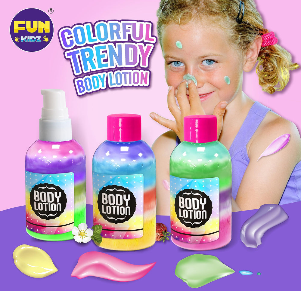 FunKidz color palette and tools for vibrant lotion customization