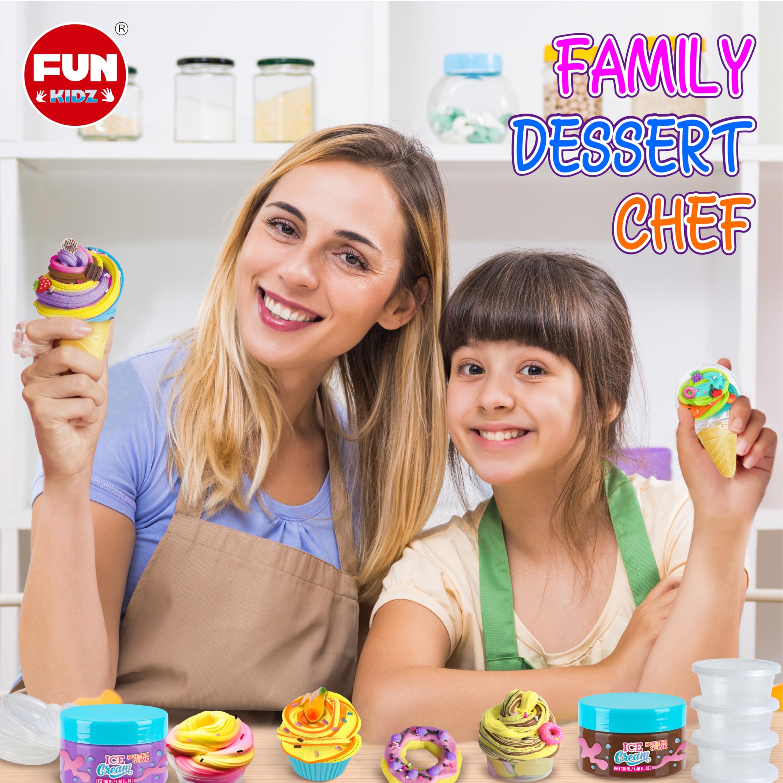 FUN KIDZ girls slime kit inspires colorful ice cream themes.