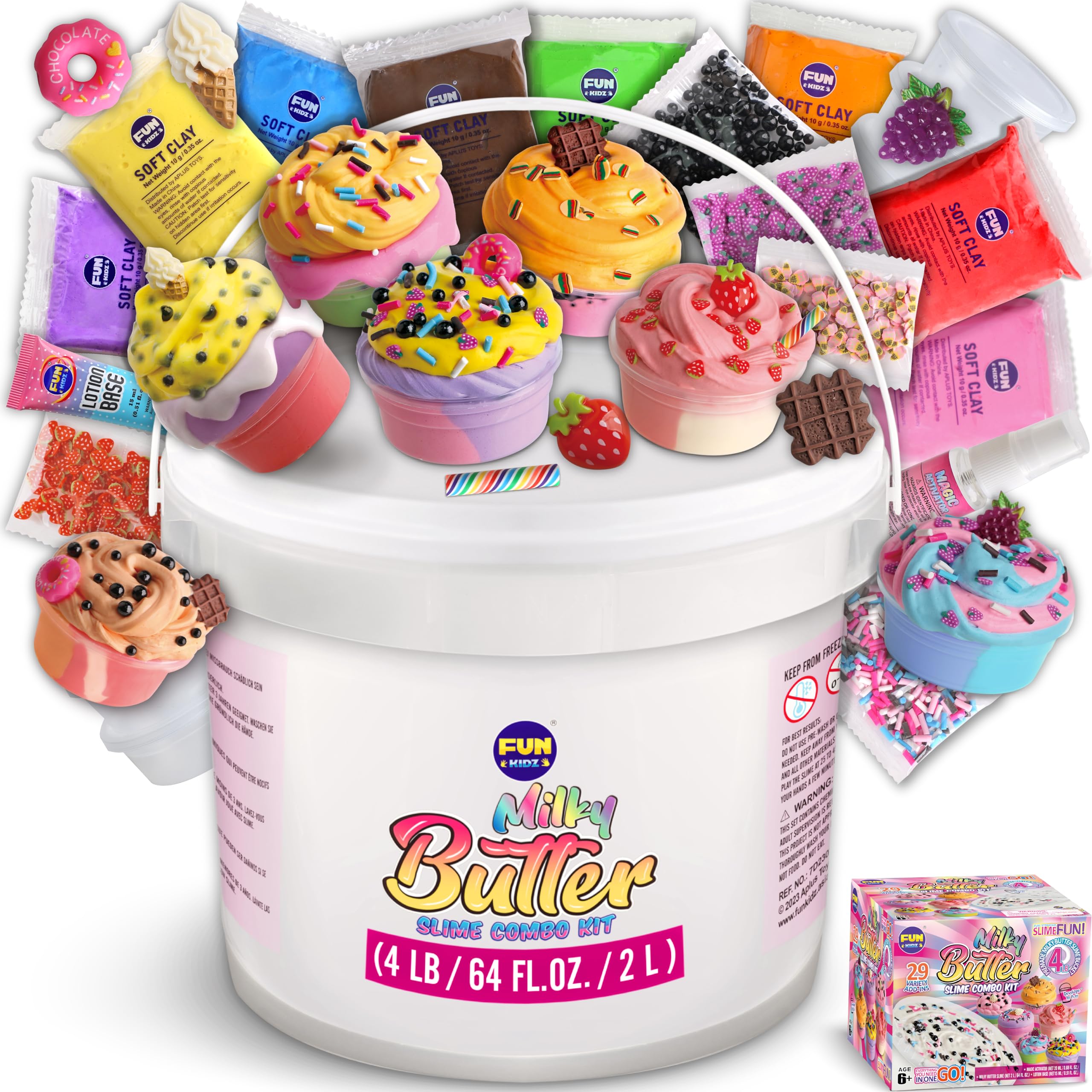 Funkidz milky butter slime bucket shows creamy texture for sensory play