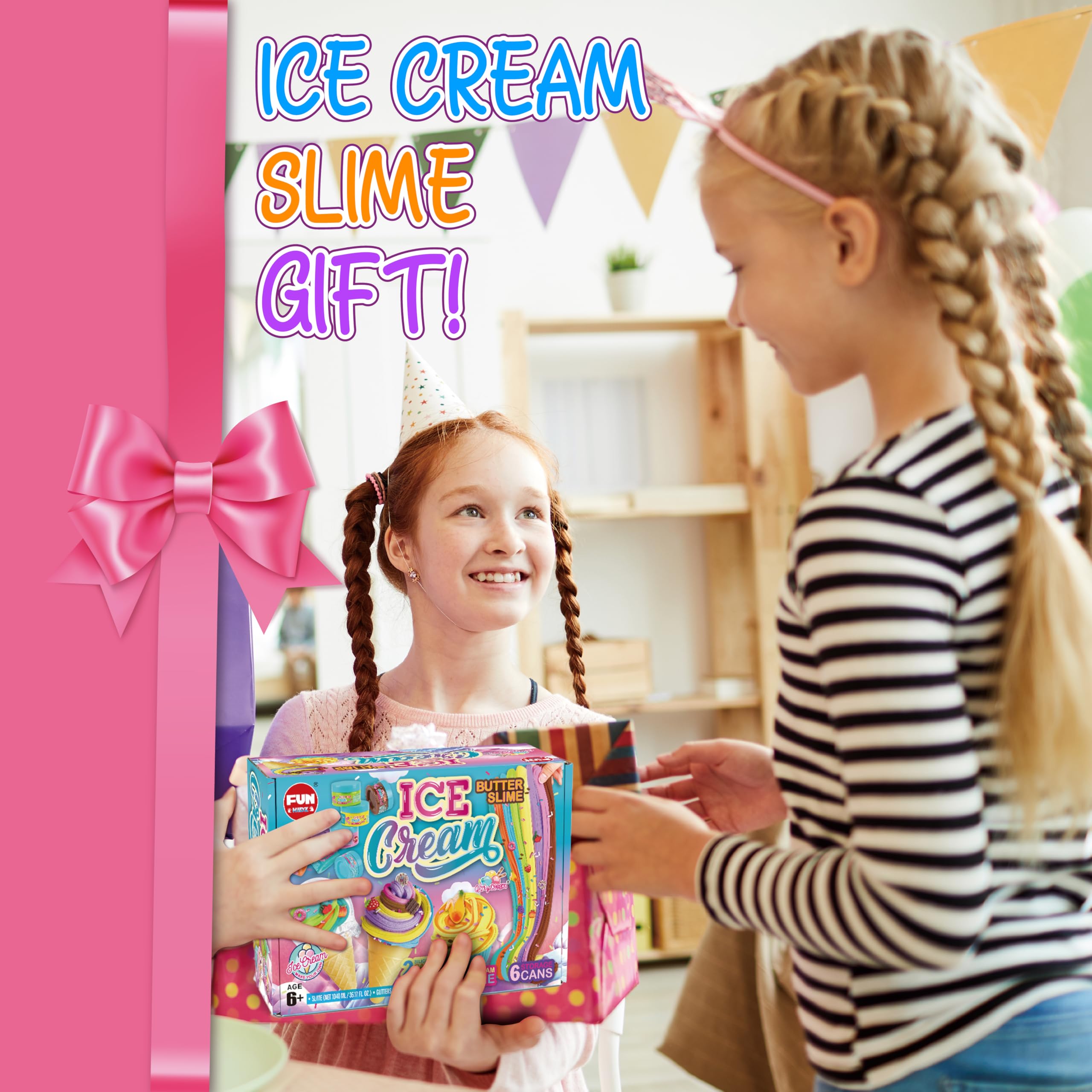 FUN KIDZ pre-made slime bottles simplify sharing and setup.