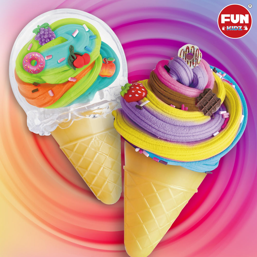FUN KIDZ soft stretchy slime invites fold, squeeze, twist.