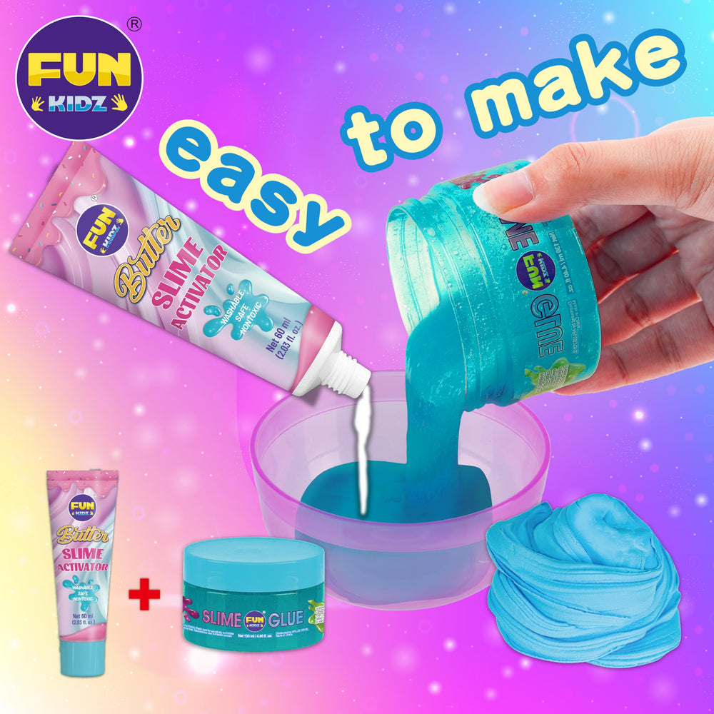 FUN KIDZ squishy cupcake slime kit activator tube, enables fluffy butter slime quickly