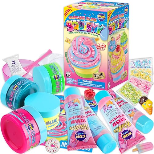 FUN KIDZ squishy cupcake slime kit packaging, ideal for party favors and creative playtime
