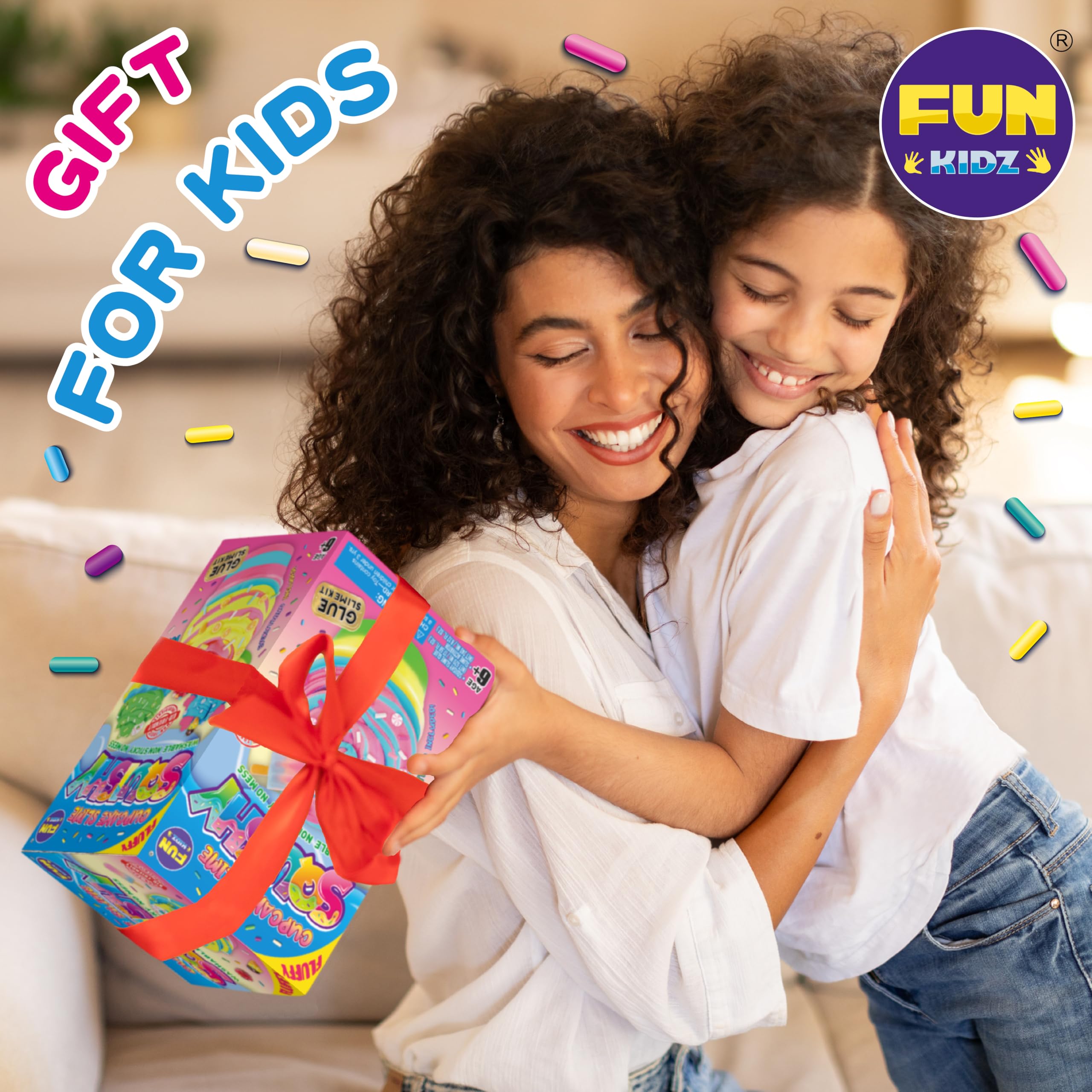 FUN KIDZ squishy cupcake slime kit sparkles, adds shimmer for kid-friendly crafts