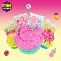 FUN KIDZ squishy cupcake slime kit white clay, helps sculpt and shape custom designs
