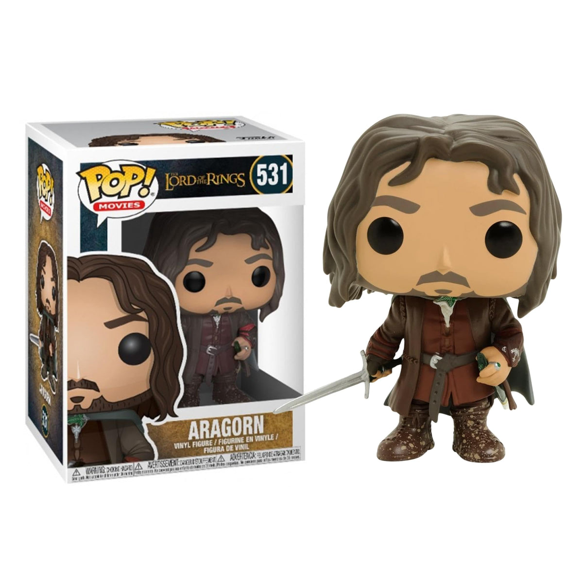 Funko POP Aragorn brown-front view, ideal for shelf display and fan collections.