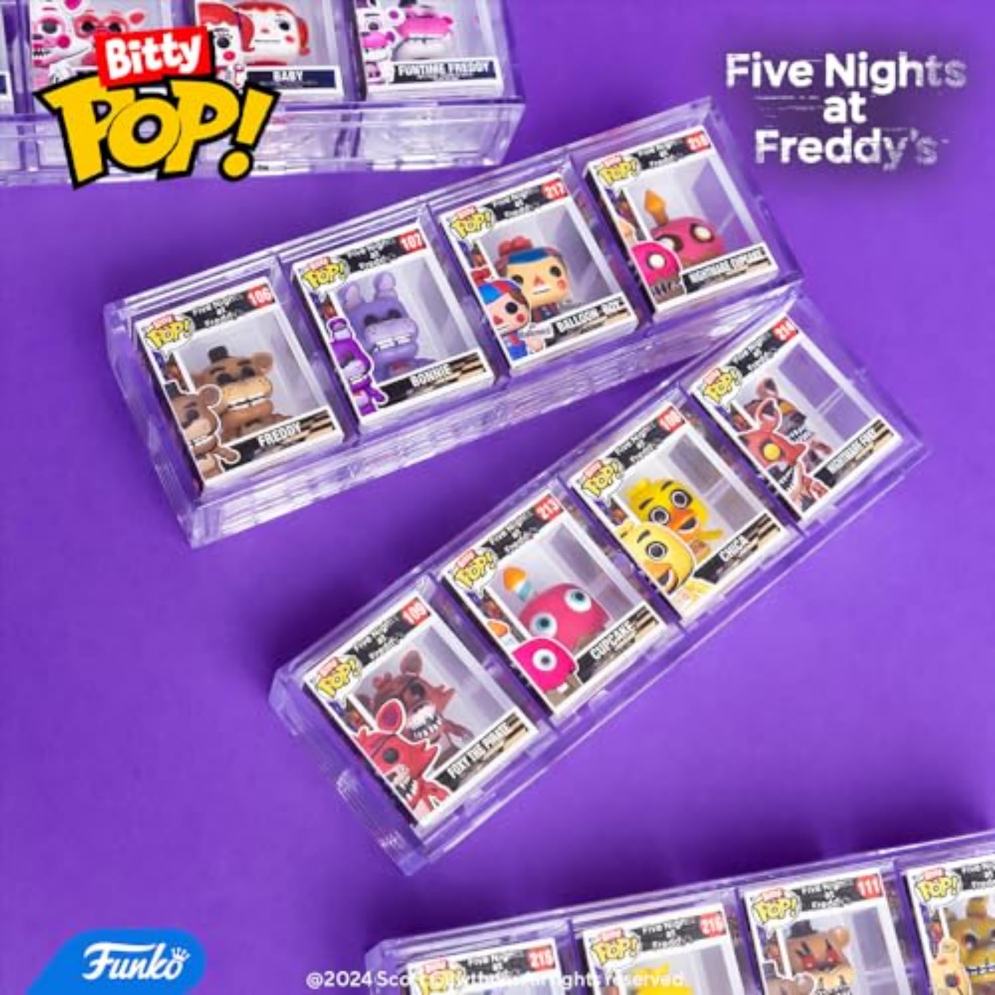 Funko Bitty Pop display case keeps figures organized.
