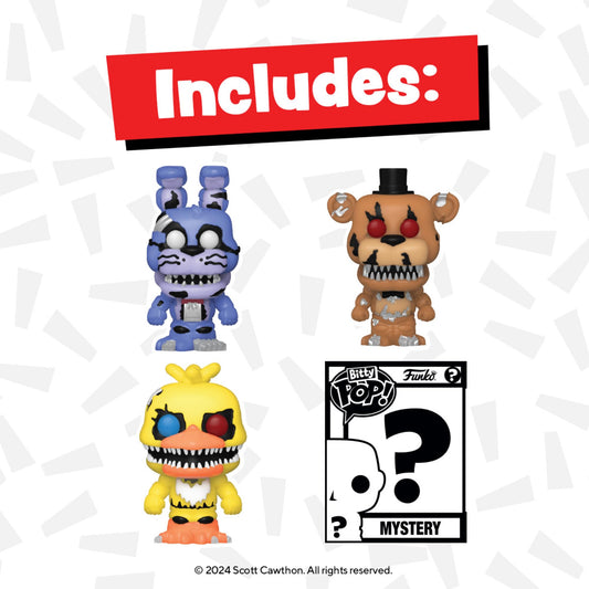 Funko Bitty Pop Nightmare Chica figure ideal for desk display.