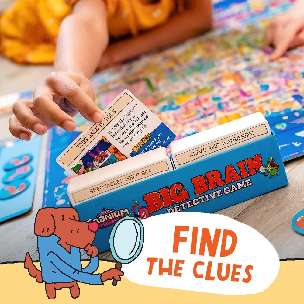 Funko Cranium Big Brain Detective illustrated map invites kids to explore clues together.