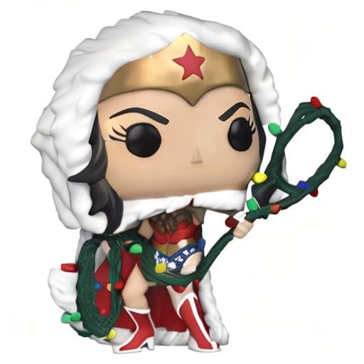 Funko Wonder Woman figure with lighted lasso, ideal for shelves or desks.