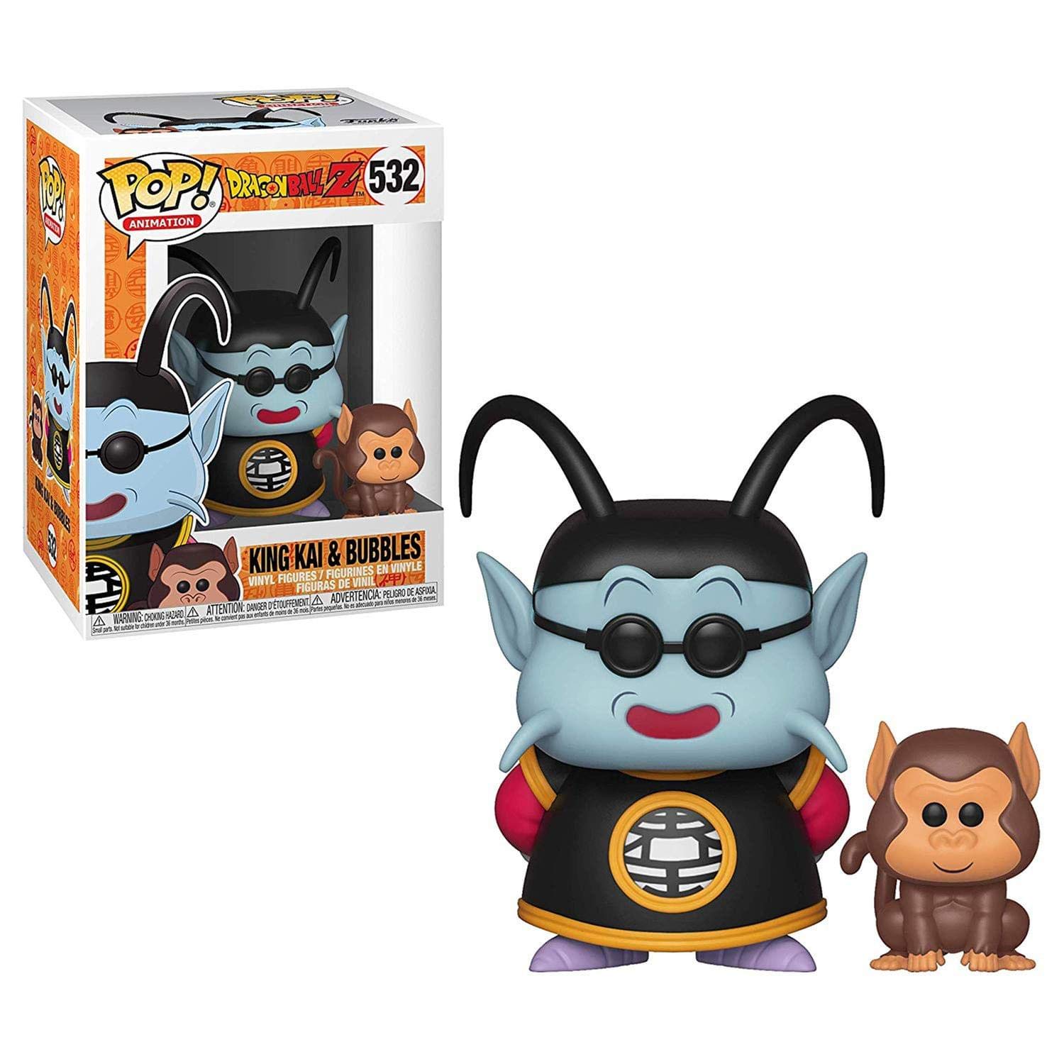 Funko Dragon Ball Z King Kai & Bubbles POP! Vinyl front view for display and collection