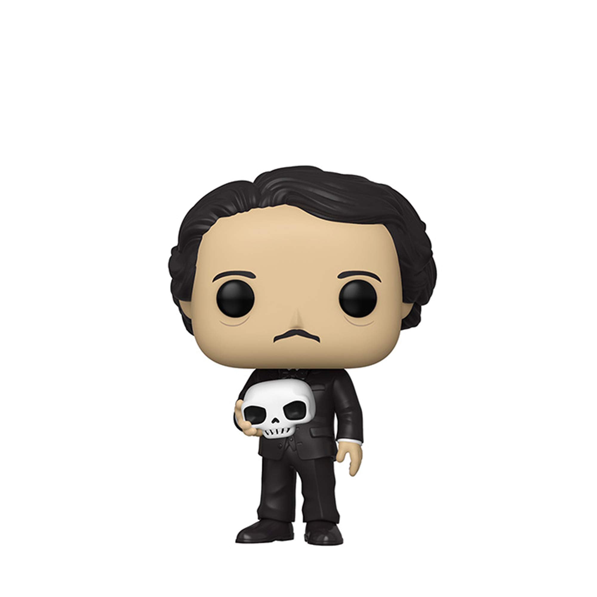 Funko Pop! Icons Edgar Allan Poe with Skull shows dynamic pose for shelf display.