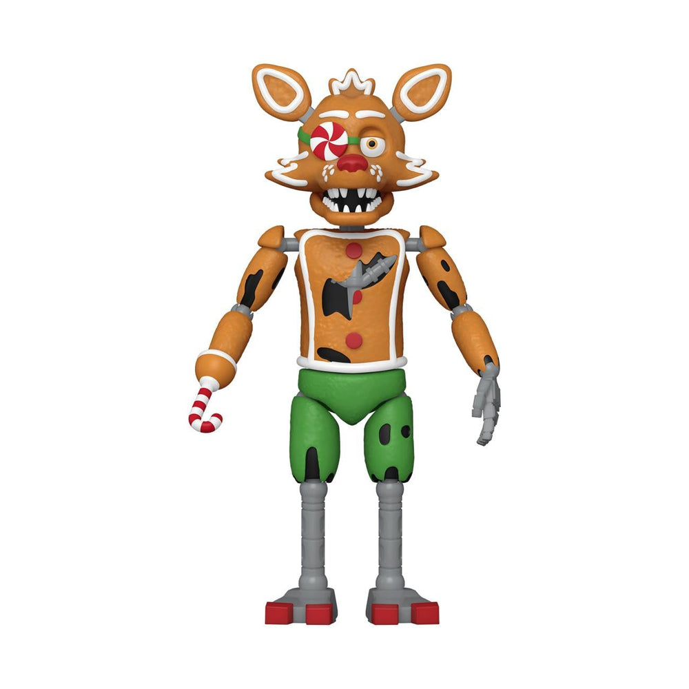 Funko FNAF Holiday Foxy figure side view showing details.