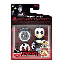 Funko FNAF SNAPS Staff Bot figure closeup showcases customizable parts for personalized display and play