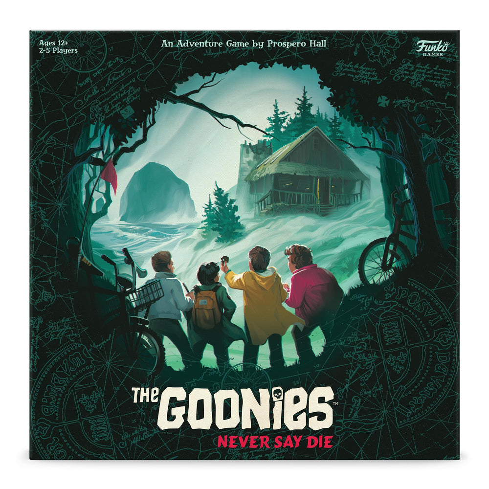 Funko Games Goonies Never Say Die game cover inviting family adventure night