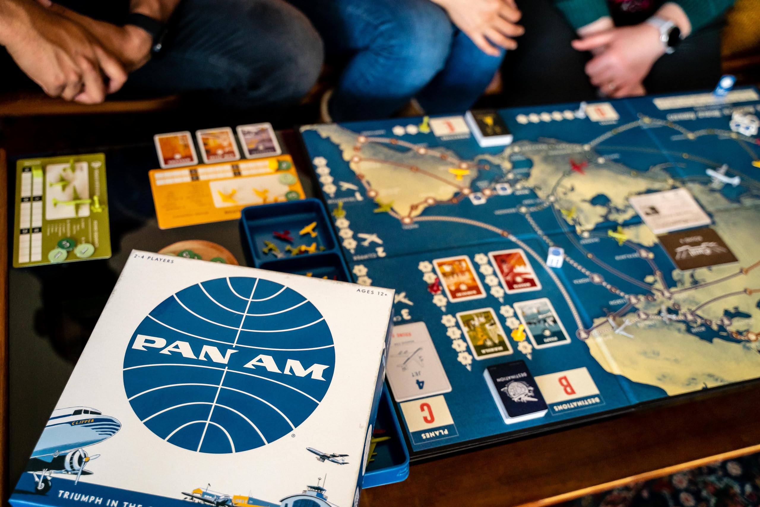 Funko Games Pan Am player boards organizing turns for smooth play