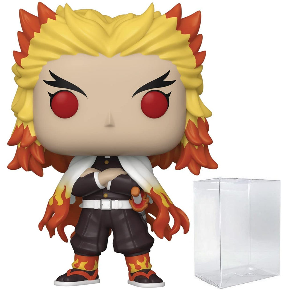 Multicolor Funko Kyojuro Rengoku figure with flame-inspired design.