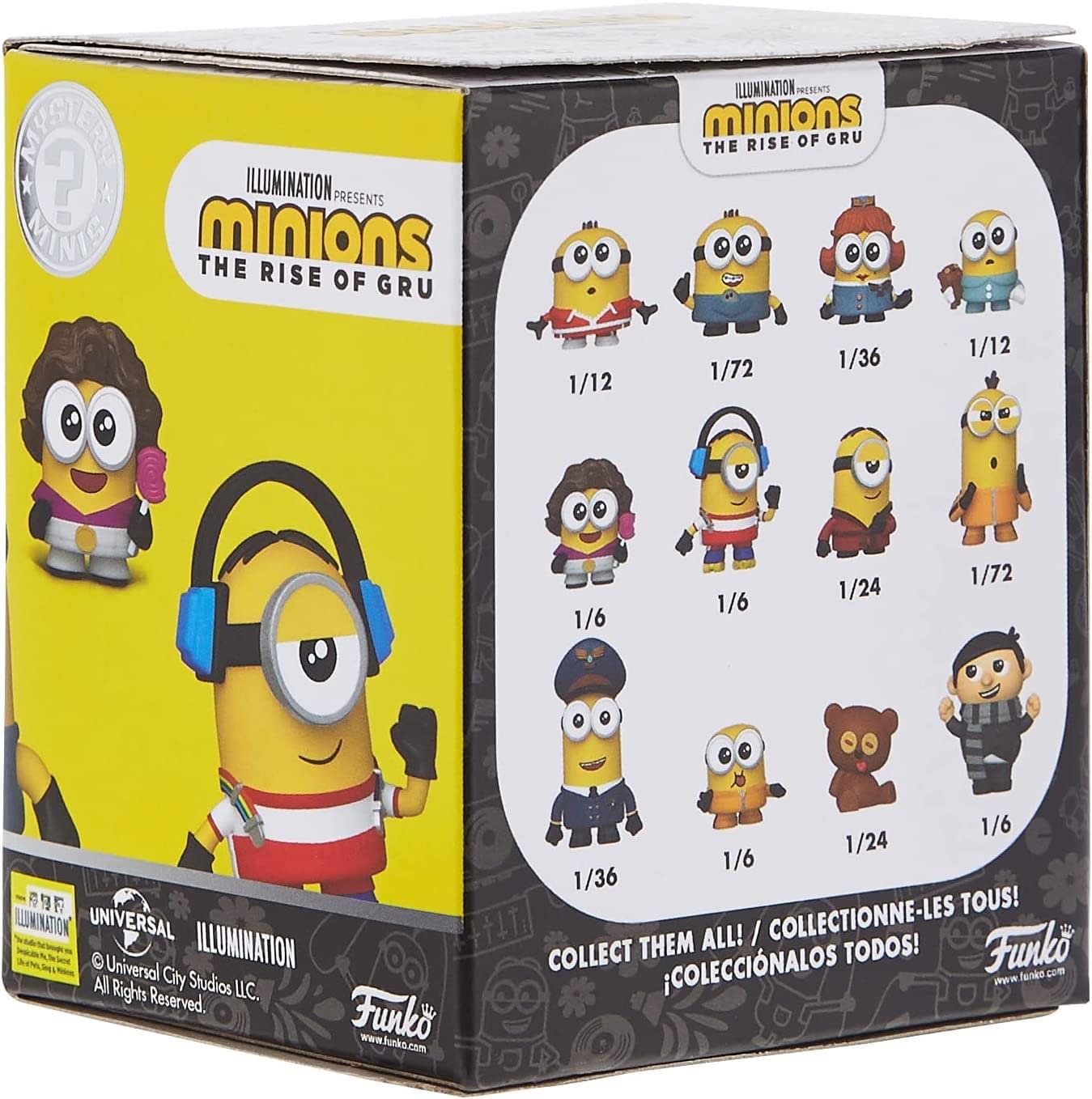 Funko Mystery Minis Minions Rise of Gru multicolor packaging dimensions for compact display