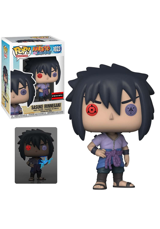 Funko Sasuke Uchiha Rinnegan pop figure in display-ready pose for shelves.