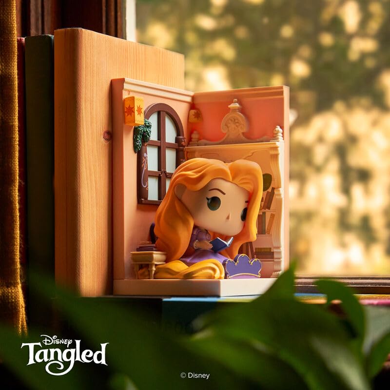 Funko Nooks Rapunzel with tower backdrop adds depth to displays.