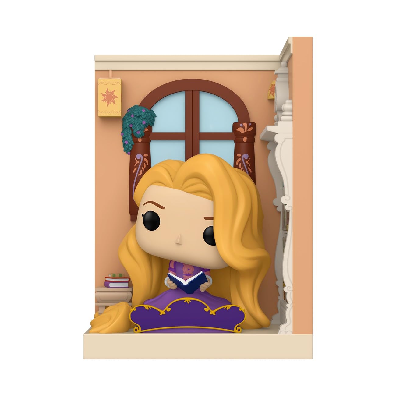 Funko Nooks Rapunzel on shelf highlights vivid colors and sculpted details.
