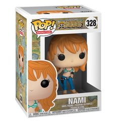 Funko POP! One Piece Nami display box shows a ready-to-display vinyl collectible.