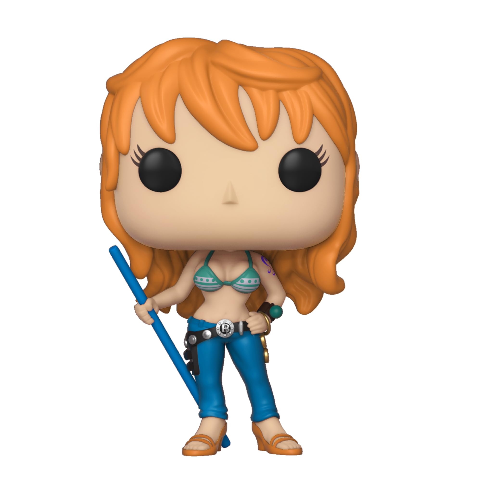 Funko POP! One Piece Nami pose highlights the iconic look for desk display.