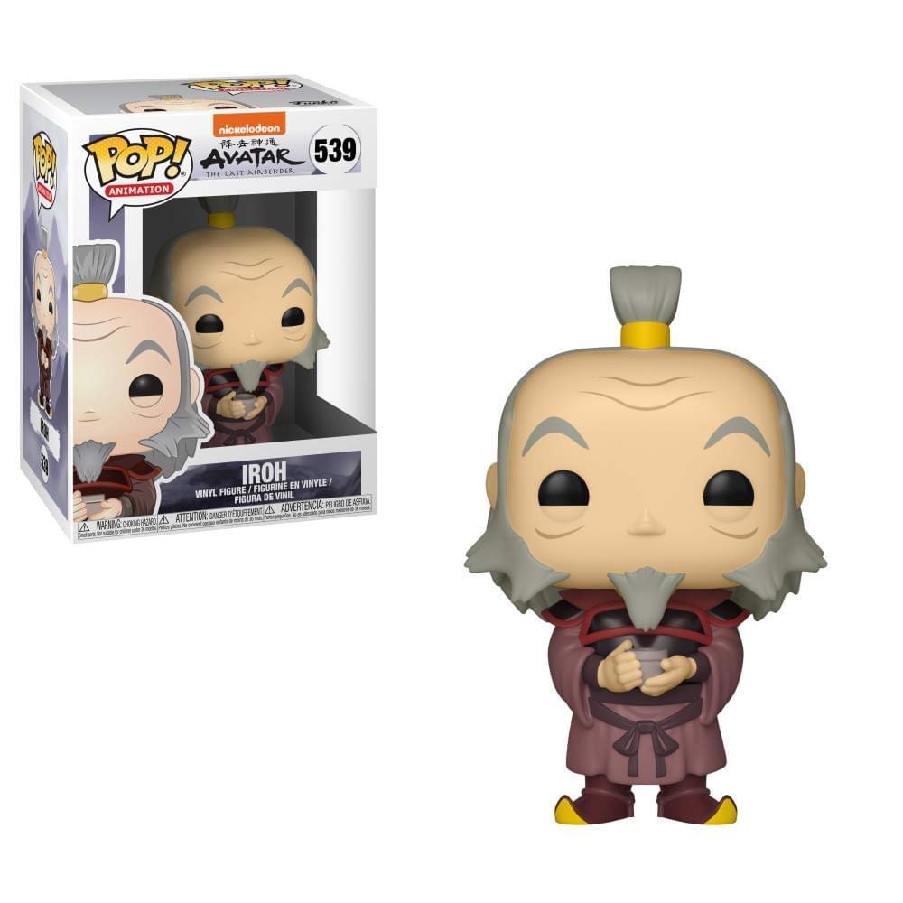 Funko Pop Avatar Iroh tea figurine on display shelf for collectors.