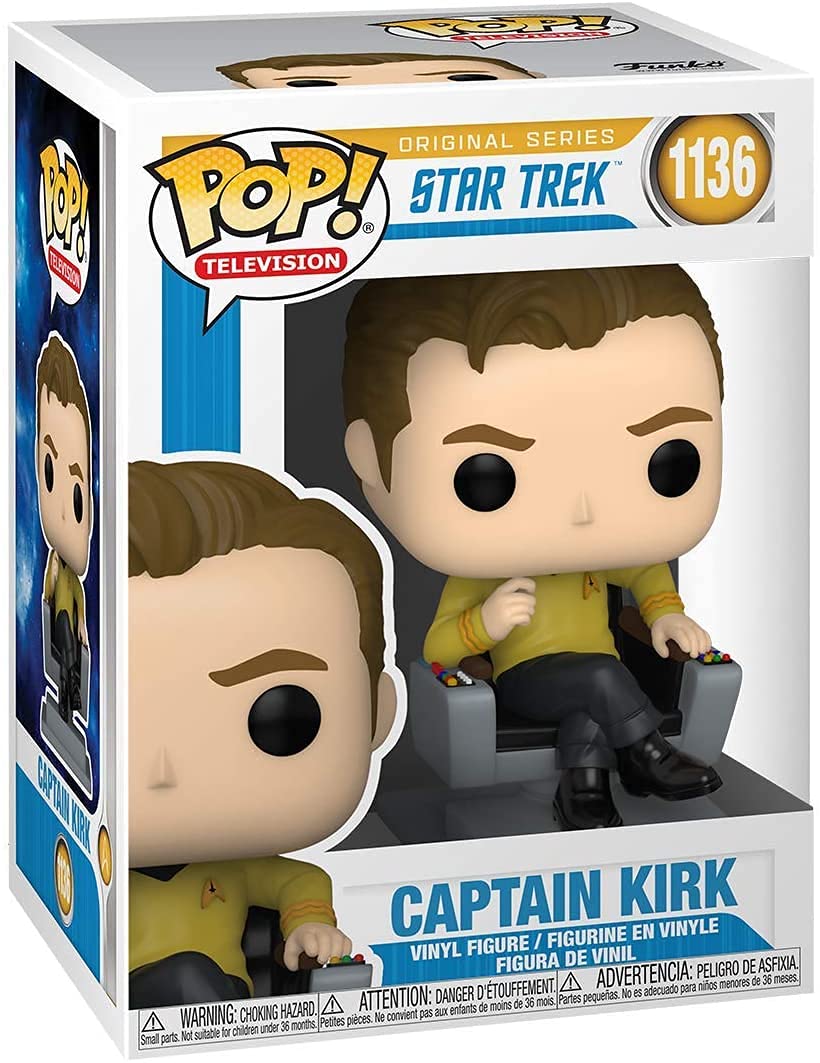 Packaging image showing Captain Kirk in Chair with protective packaging