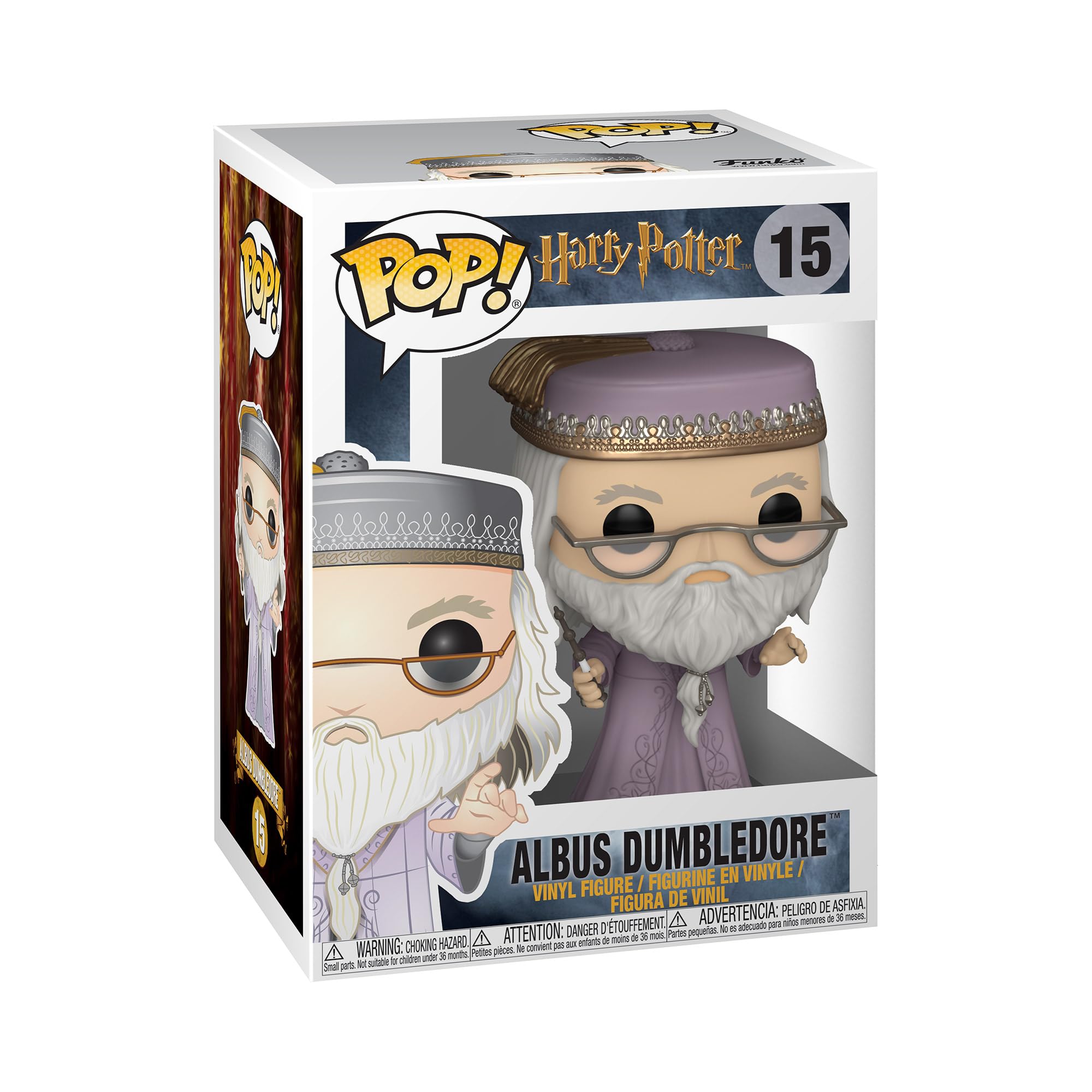 Funko Pop! Harry Potter Dumbledore front view for desk display and collection.