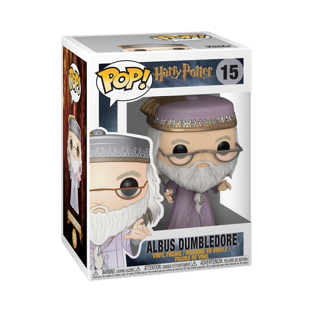 Funko Pop! Harry Potter Dumbledore front view for desk display and collection.