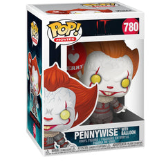 Funko Pop It 2 Pennywise with balloon, vibrant display piece for shelves.