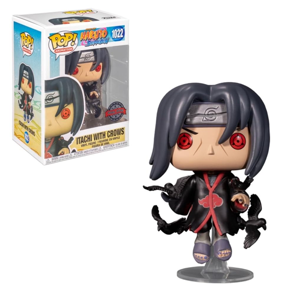 Funko Pop Itachi with Crows exclusive figure for display and avid anime collector's shelf.