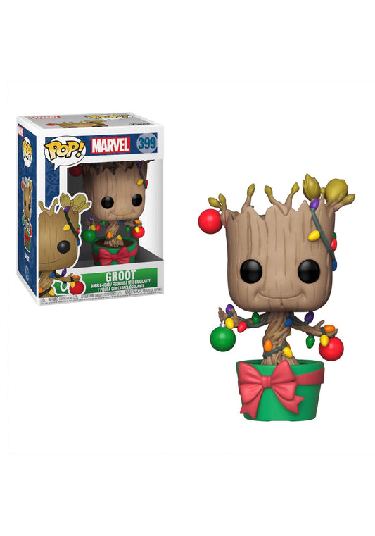 Funko Pop Marvel Groot Holiday with Lights figure for festive display and collection