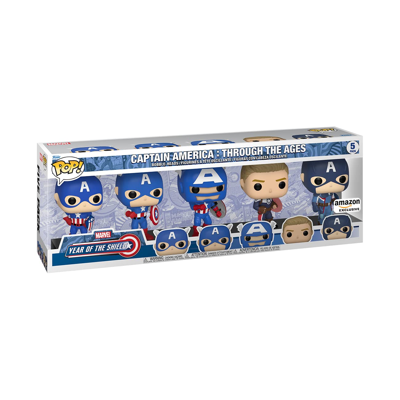 Funko Pop Marvel Year of the Shield window box keeps figures protected while inviting display.