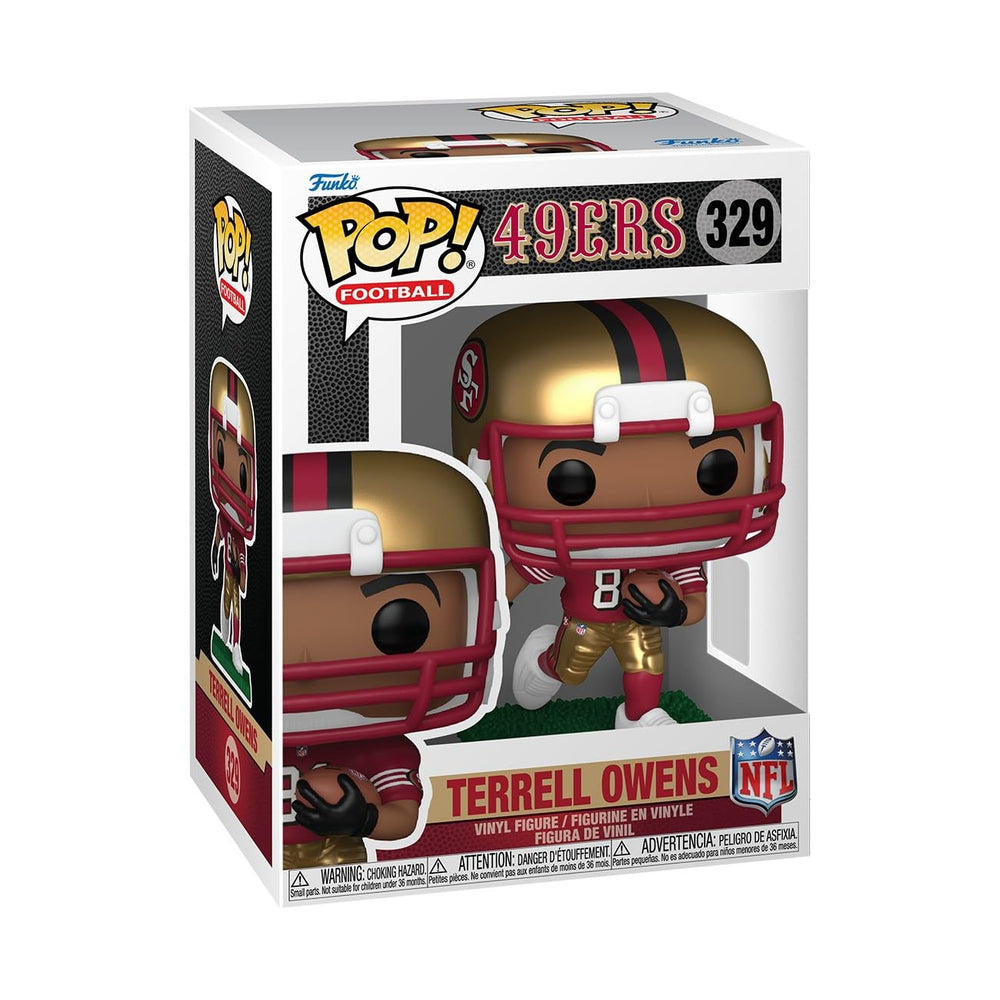 Funko Pop NFL Legends Terrell Owens 49ers front view, ideal for shelf display.