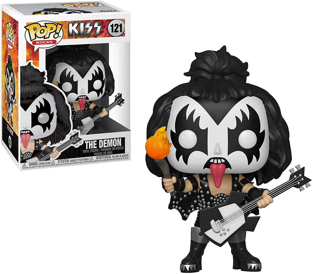 Funko Pop! Rocks Kiss The Demon front view in display box for collection display.