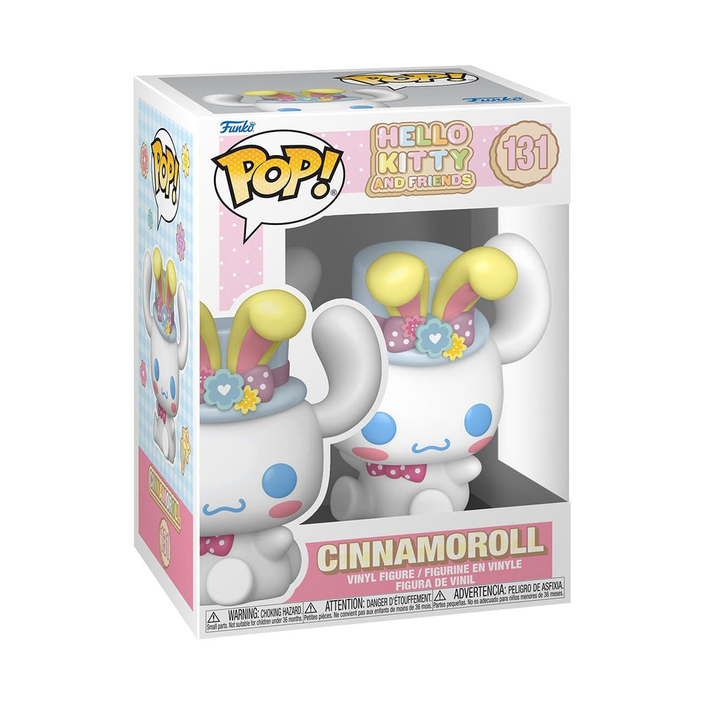 Funko Pop! Sanrio Cinnamoroll Spring figurine on desk, ideal for display and collecting.